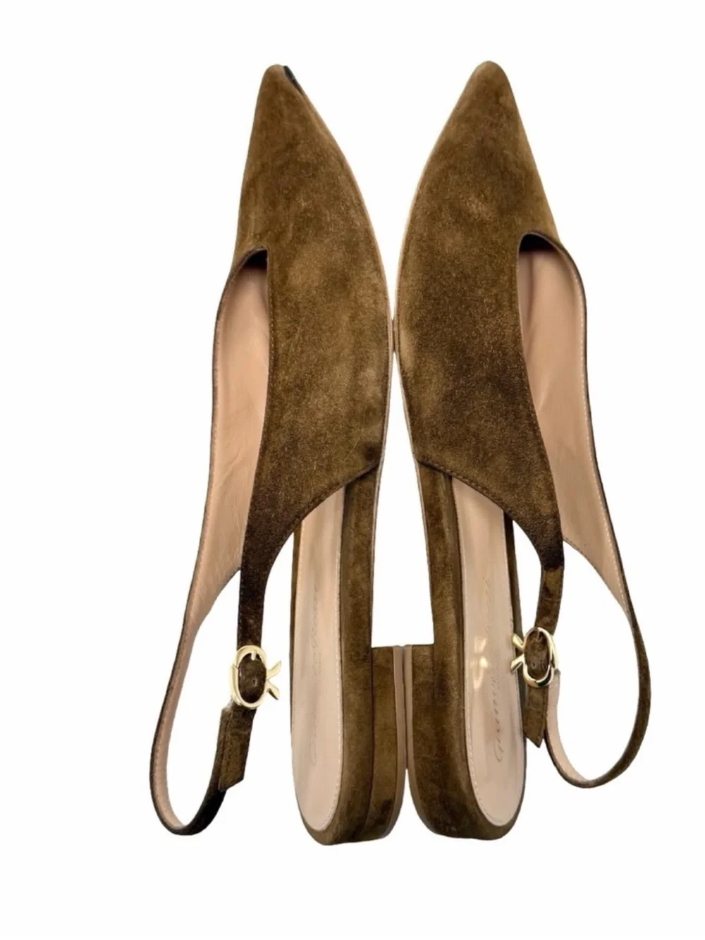Gianvito Rossi Robbie 05 Slingback Flats Size IT 39.5 Brown Suede Quiet Luxury
